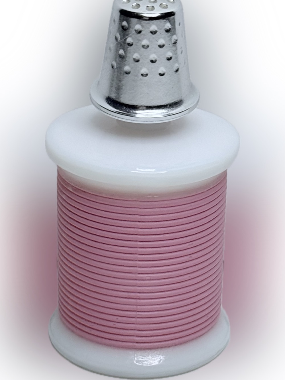 Avon Vintage Cologne Bottle Pink Thread Spool with Metal Thimble